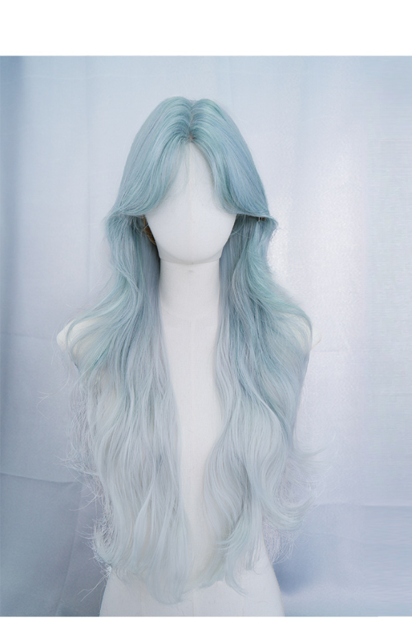 28" Pastel Blue Ombre Fashion Synthetic Hair Wig QS006