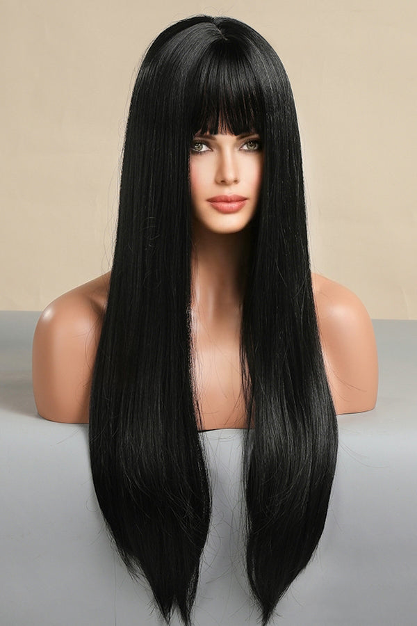 Black synthetic outlet wig