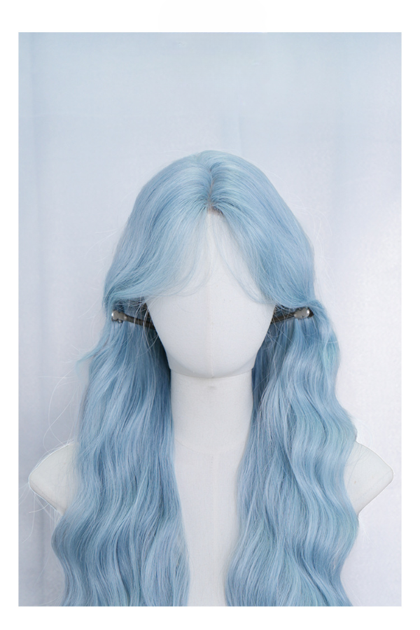 28" Pastel Blue Fashion Synthetic Hair Wig QS003