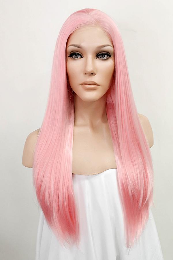 Pink lace front shop wigs synthetic hair