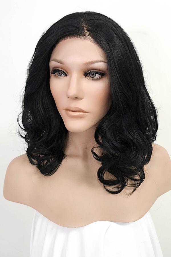 Jet black human lace front outlet wigs